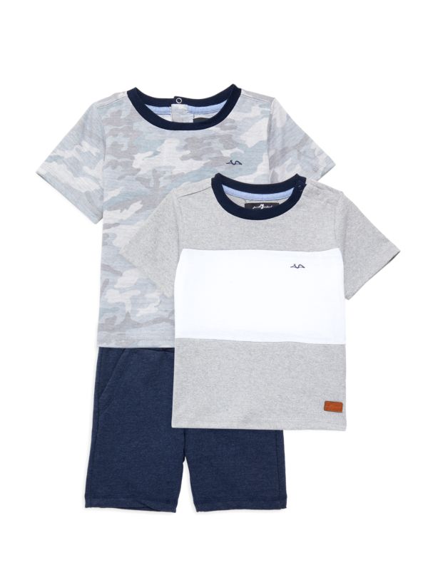 7 For All Mankind Baby Boy's 3-Piece Tee & Short Set